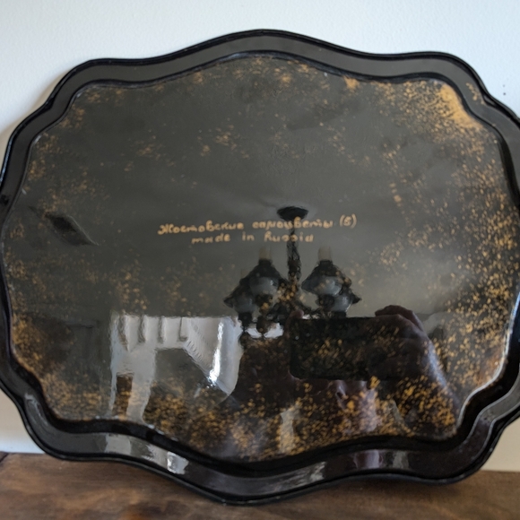 Russia Vintage Hand Painted Flowers Serving Tray translation Zhostovo gems (5) - Picture 5 of 8